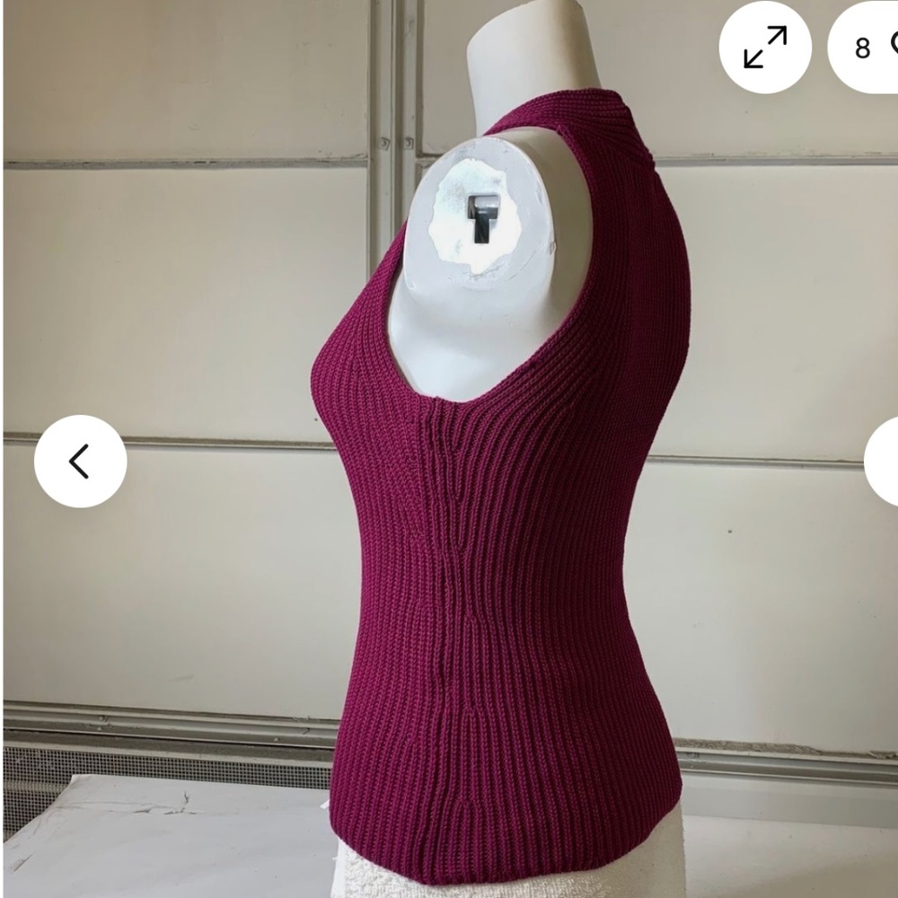 NWT BANANA REPUBLIC Textured Sweater Tank Top Women's Size Small Berry - Picture 5 of 11